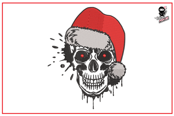 Santa Claus Skull Christmas Embroidery