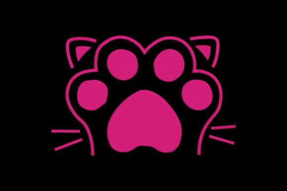 Sweet Pink Cat Paw Embroidery